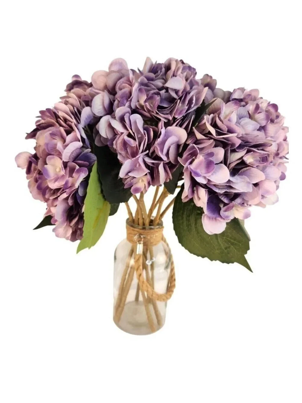 Lavender Purple Faux Hydrangea Stem 18 Inch Wedding Artificial Flower Large Bloo